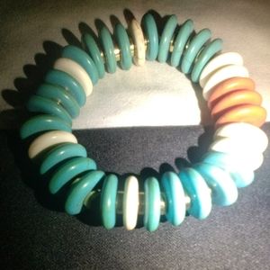 Vintage Multicolor Turquoise and Gold Stretch Bracelet